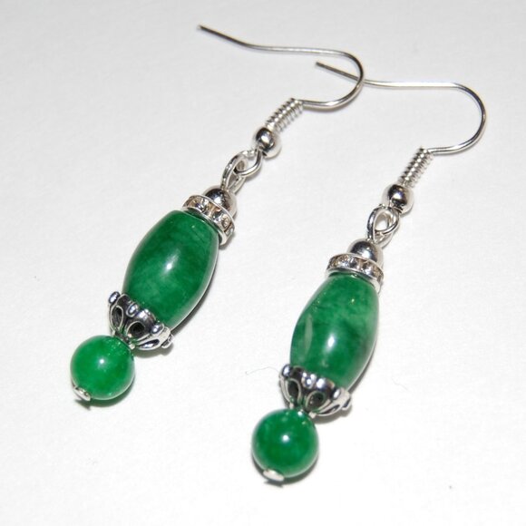 Jade Earrings,Colorful Earrings, Handmade Earrings,Jade Beaded Earrings - Picture 1 of 2
